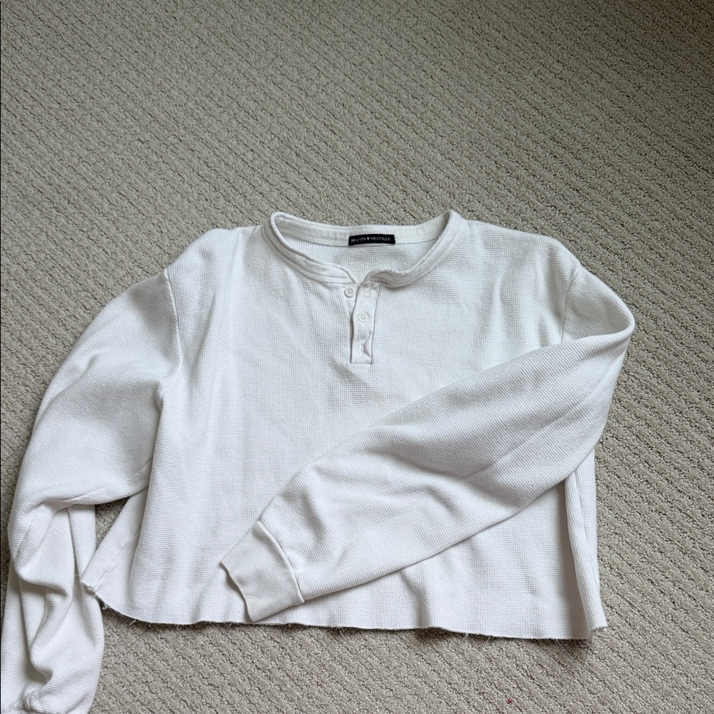 Brandy Melville White Cropped Thermal Top